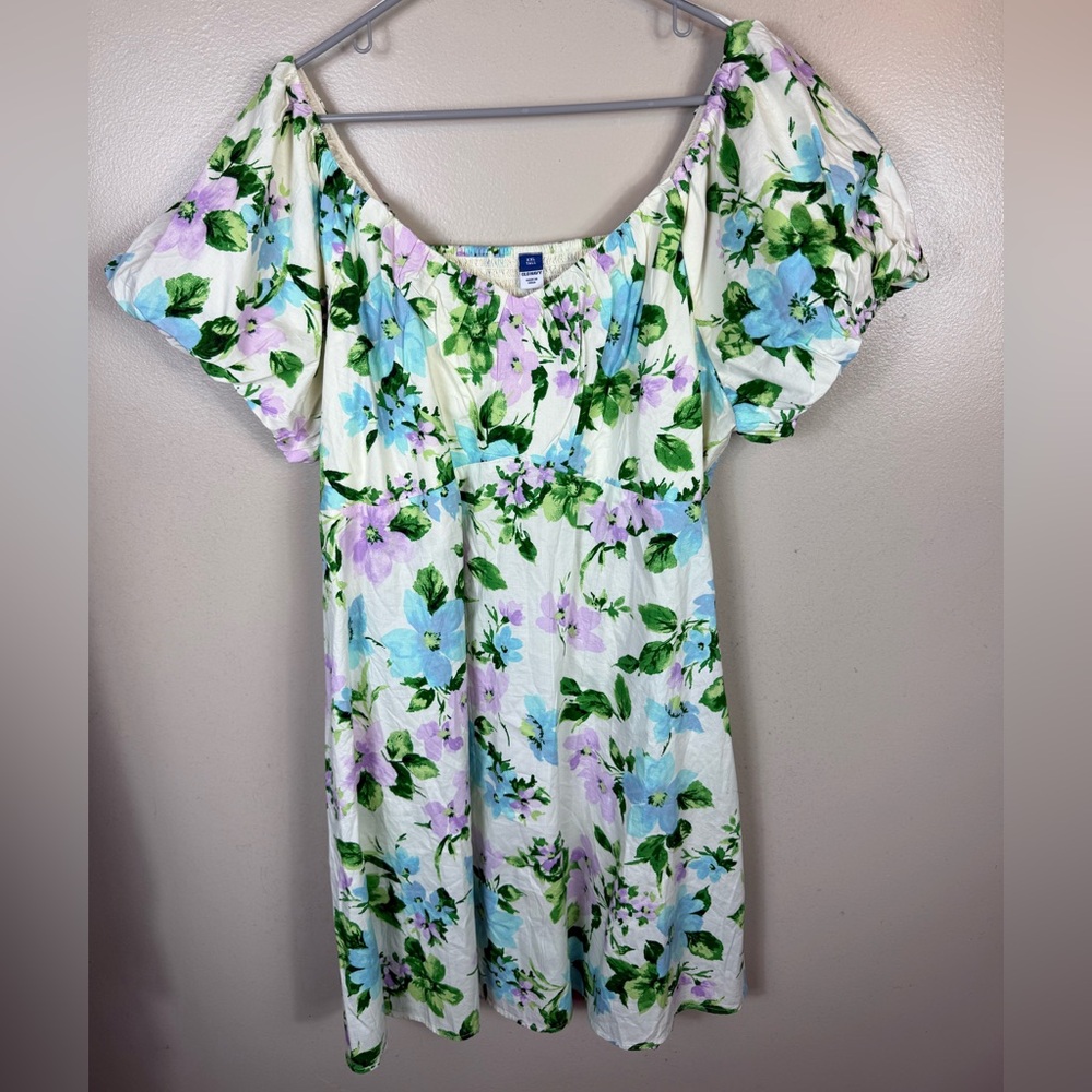 Old Navy Smocked Mindy Twill Womens Mini‎ Dress XXLT Tall 100% Cotton